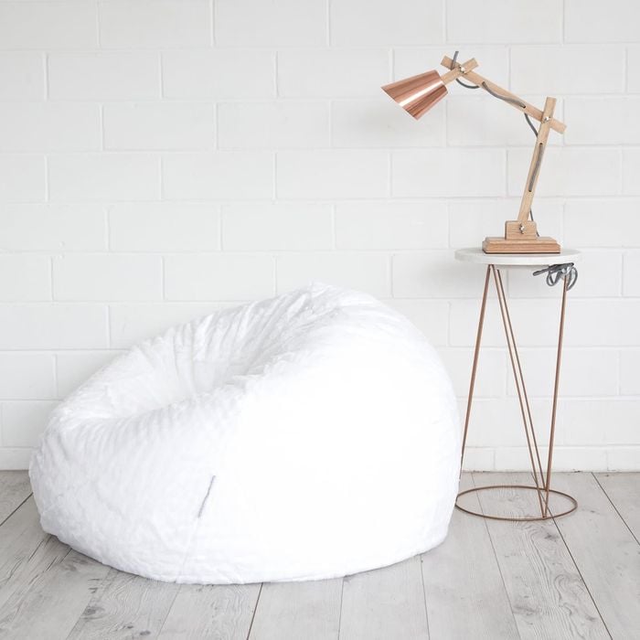 Plush Fur Bean Bag - White Cloud