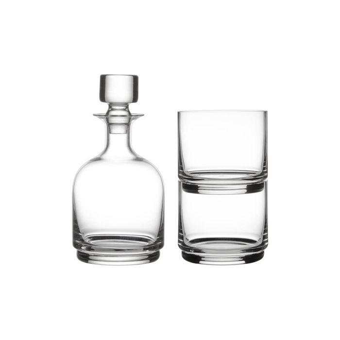 3pc Maxwell & Williams Diamante Stacked 450ml Decanter/350ml Tumbler Clear