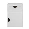 European Cabinetry White Hampton Half Moon Black Handles Porto Bedside Table