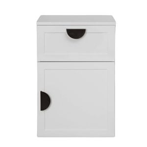 European Cabinetry White Hampton Half Moon Black Handles Porto Bedside Table