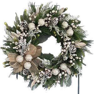 Lifebay Silver Frost Christmas Wreath with Pine Branches