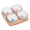5pc Ladelle Candy Porcelain Bowl & Bamboo Tray Serving/Entertaining Set
