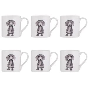 6x Ashdene Peeking Pups Ceramic Drinking Mug Dachshund 370ml Animal Art