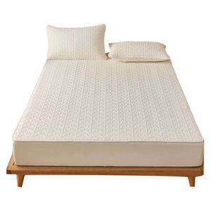 Anycozy Mattress Cover Beige King Size Pure Cotton Soft Quilted Bed Sheet Anti-bacterial Protector Cover