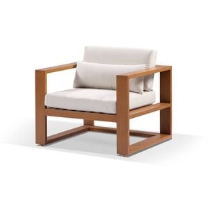 Santorini 1 Seater Outdoor Aluminium Arm Chair In Teak