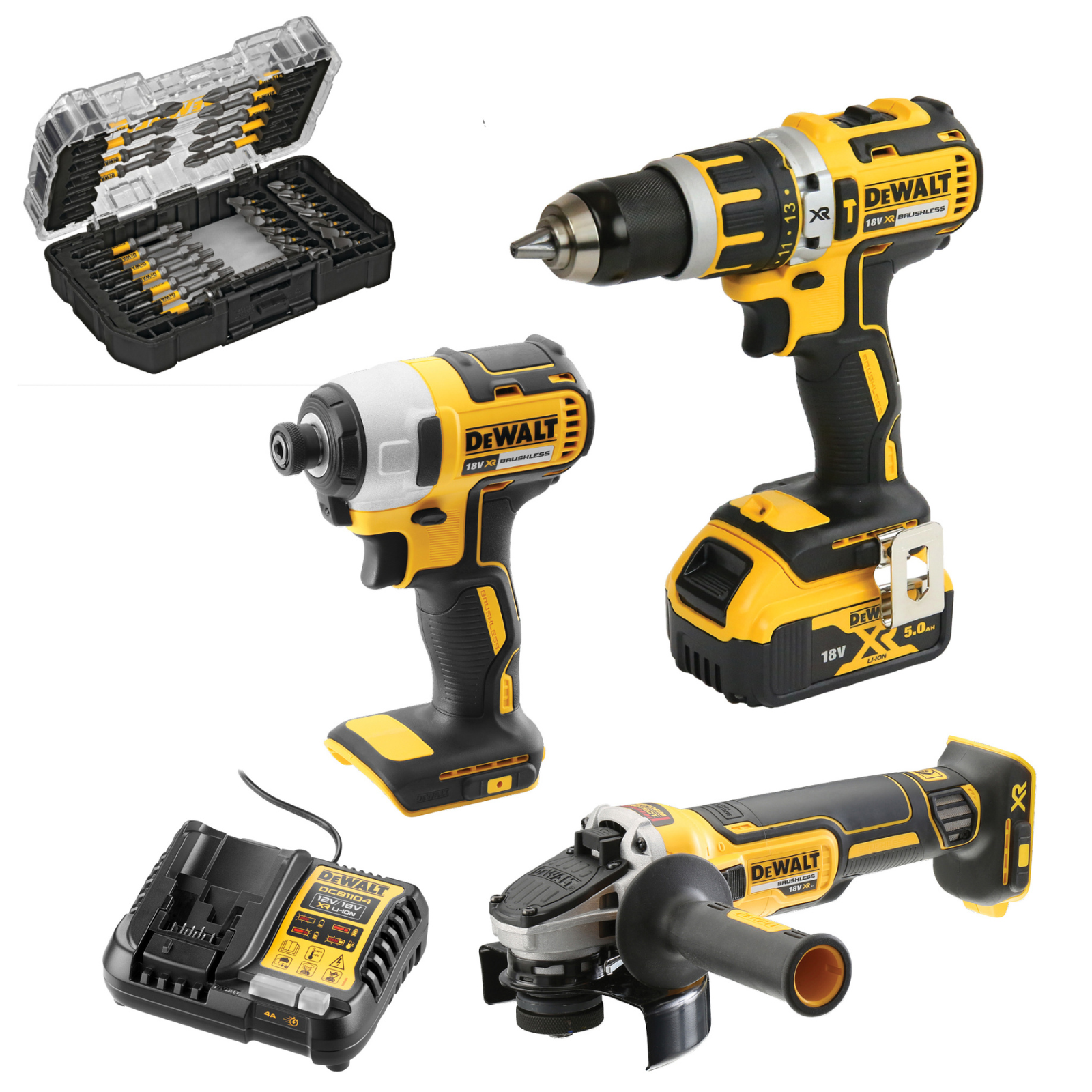 DeWALT 18V XR Cordless 3 Piece Combo Kit with Accessories 1 x 5.0Ah product image