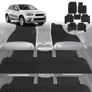 6D Diamond Car Floor Mats for Mitsubishi Outlander 2006-2012-Full Set-Black-Outback GT