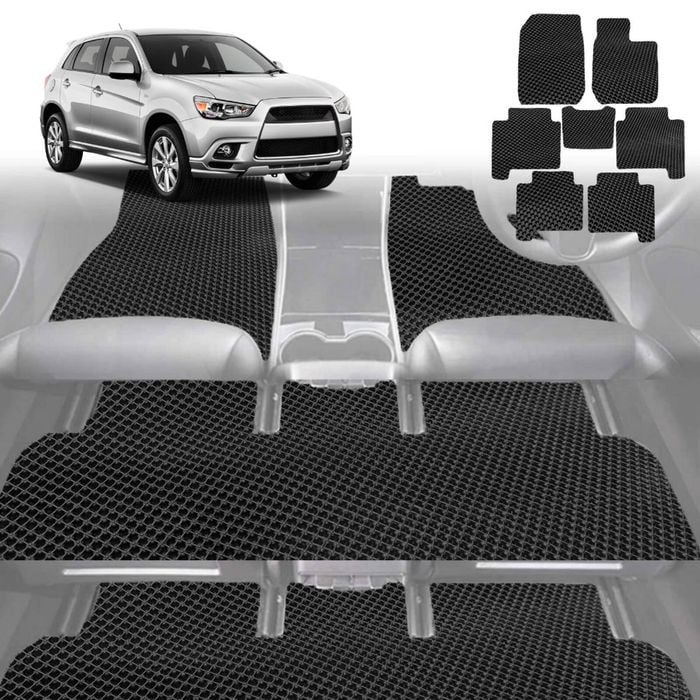 6D Diamond Car Floor Mats for Mitsubishi Outlander 2006-2012-Full Set-Black-Outback GT