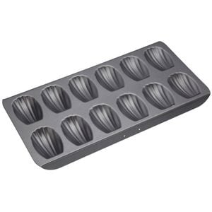 Mastercraft 40x20cm Heavy Base 12-Cup Non-Stick Madeleine Pan - Black