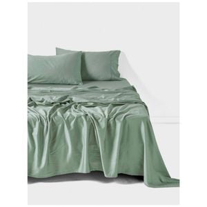 Linen House 400tc Surf Wash Seafoam Green Cotton Sateen Sheet Set Super King