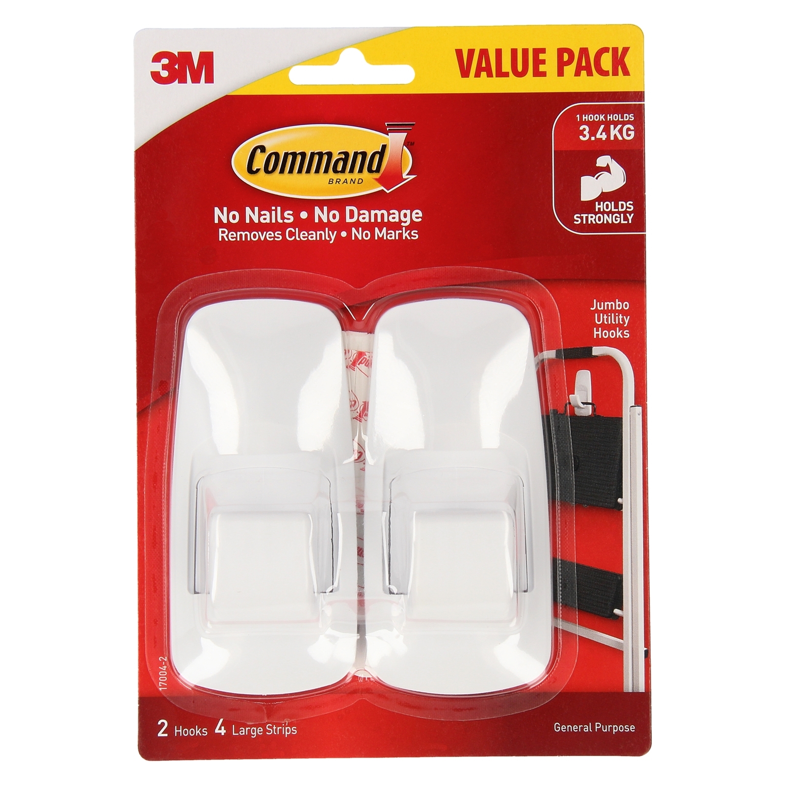 Command Jumbo White Adhesive Wall Hooks 2 Pack Bunnings Australia