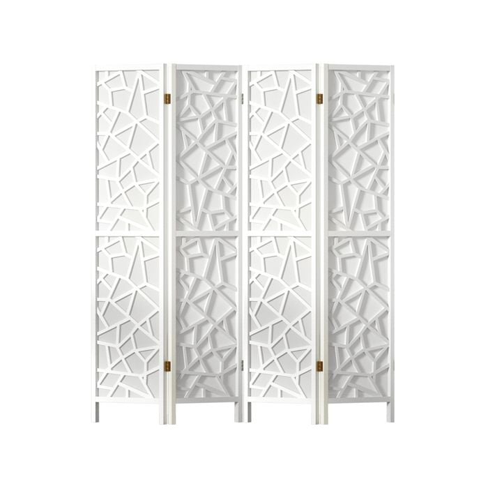 Artiss Clover Room Divider Screen 4 Panel Foldable Wooden Divider White