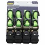 Syneco 25mm x 4.5m S Hook Ratchet Tie Down Set - 4 Pack