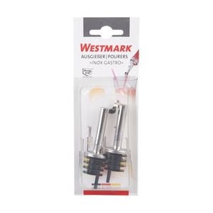 2pc Westmark Stainless Steel bottle Pourers Set W/ Hinged Metal Cap