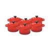 6pc Chasseur Lacuisson Round Mini Cocotte Lead/Cadmium Free Cookware Red