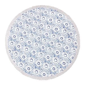 Good Vibes 150cm Round Beach Towel w/ Tassels 400GSM - Indigo Waters