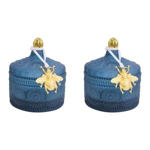 2PK LVD Glass Chloe Trinket Box Storage Decor Round 10cm - Capri