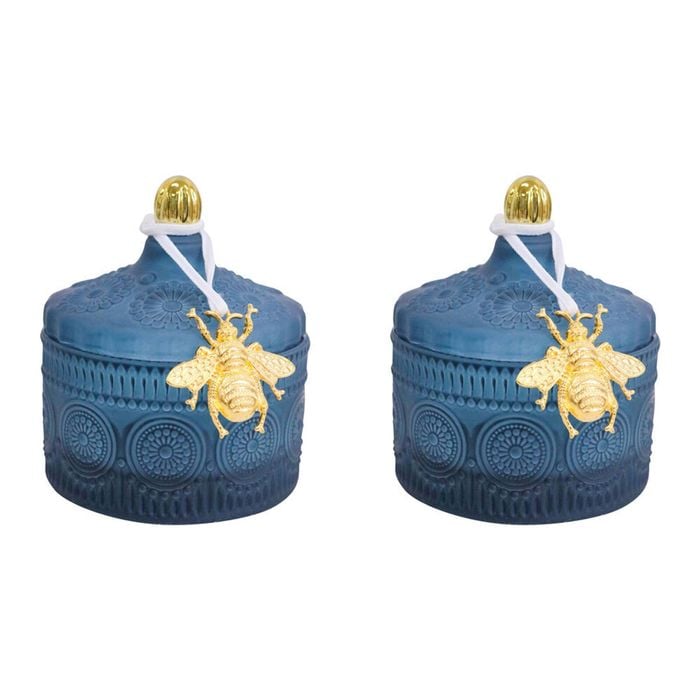 2PK LVD Glass Chloe Trinket Box Storage Decor Round 10cm - Capri