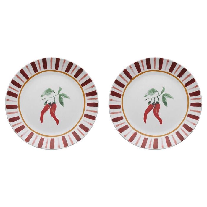 2pk Porto Cucina Porcelain Round Serving Platter 30cm Chilli