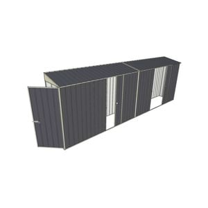 Build-a-Shed 0.8 x 6 x 2m Singled Hinged Door Skillion Shed with Single and Double Sliding Side Doors - Grey