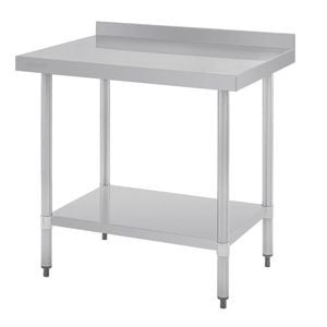 Vogue Stainless Steel Table With Splashback 900mm Commercial Kitchen Prep Workbench