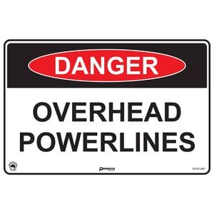 Pinnacle 300 x 200mm Poly Danger Overhead Powerlines Sign