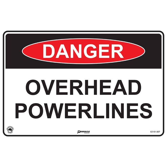 Pinnacle 300 x 200mm Poly Danger Overhead Powerlines Sign