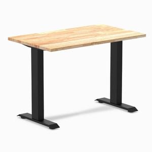 Desky Fixed Height Mini Natural Rubberwood Desk 1000 X 600mm Matte Black Frame