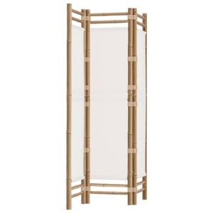 vidaXL Folding 3-Panel Room Divider Bamboo and Canvas Privacy Screen Paravent