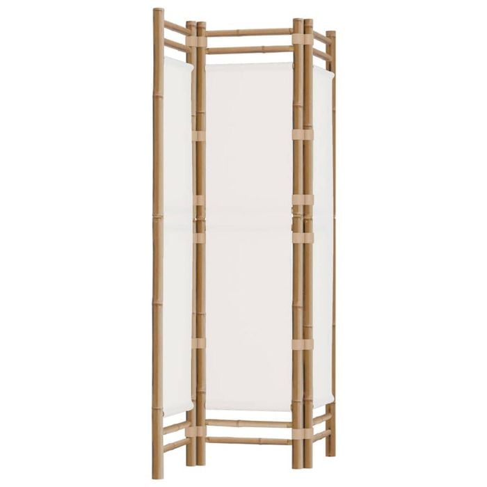 vidaXL Folding 3-Panel Room Divider Bamboo and Canvas Privacy Screen Paravent