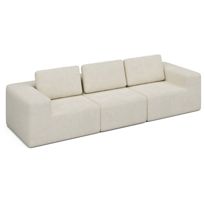 Advwin 265cm 3 Seater Sofa Chenille Compressed Sofa Modular Modular Foam Couch No Assembly Beige