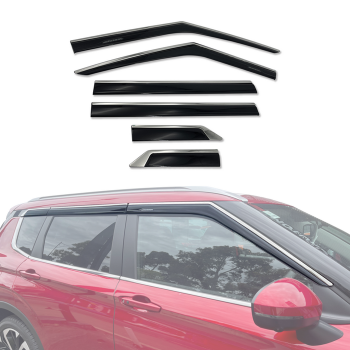 AUSGO Stainless Trim Weather Shields for Mitsubishi Outlander ZM 2021-Onwards Weathershields Window Visors Wind Deflectors