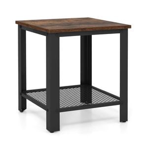 Costway 2-tier Square End Table Sofa Side Table Bedside Table W/mesh Shelf Coffee