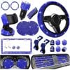 Catzon 27pcs Bling Car Accessories Set Universal Fit 15in Steering Wheel Covers-blue