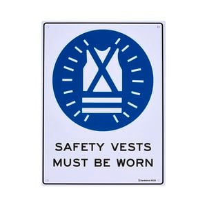Sandleford 300 x 225mm Safety Vests Must Be Worn Plastic Sign