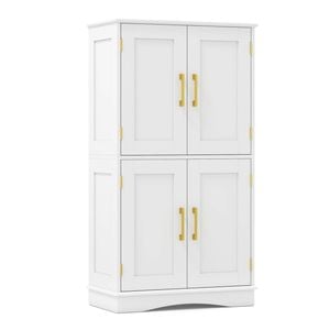 Costway 110 Cm Floor Storage Cabinet Cupboard White