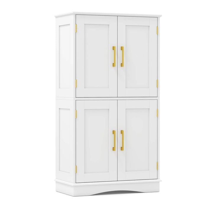 Costway 110 Cm Floor Storage Cabinet Cupboard White