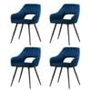 Artiss Dining Chairs Set of 4 Velvet Hollow Armchair Blue
