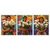 3pcs Mexican Women Holding Flowers Print 100% Australian Made 3 x 40x60cm (Metal Print)