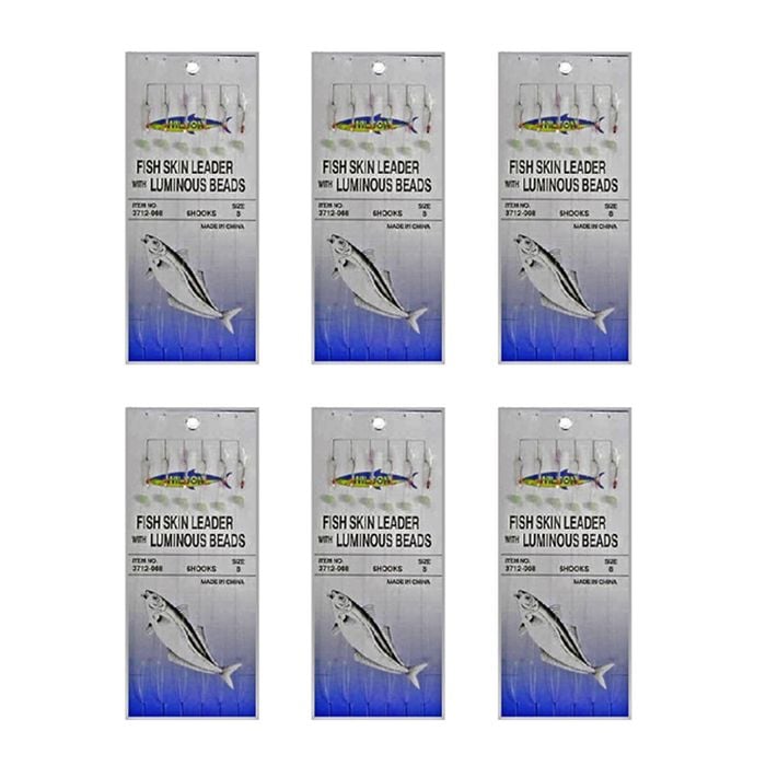 6x Surecatch Wilson Bait Jig - Fish Skin Fishing Rig 6 Hook - Size 8
