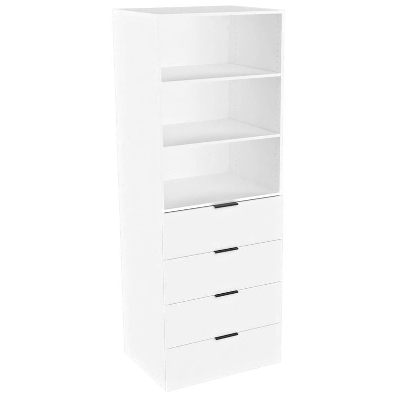 Lugna 2048 x 750 x 580mm White 2 Shelf 4 Drawer Storage Cabinet - White
