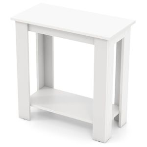 Costway 2-Level Side Accent Table Bedside Nightstand Modern Sofa End Storage Shelf-White