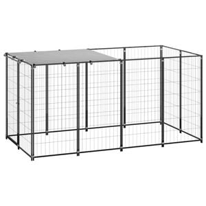 vidaXL Dog Kennel Black 2.42 m² Steel