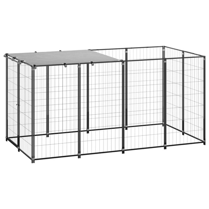 vidaXL Dog Kennel Black 2.42 m² Steel