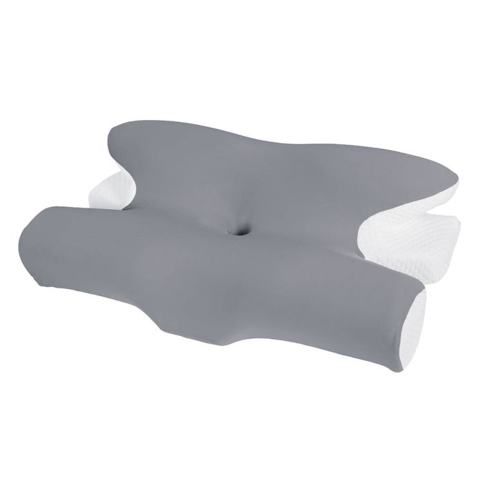 DreamZ Neck Pillow Ergonomic 5-Zone Memory Foam for Side Sleepers Grey