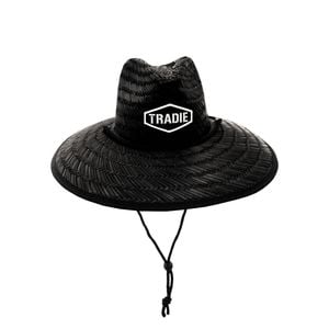 Tradie Black Straw Hat - One Size