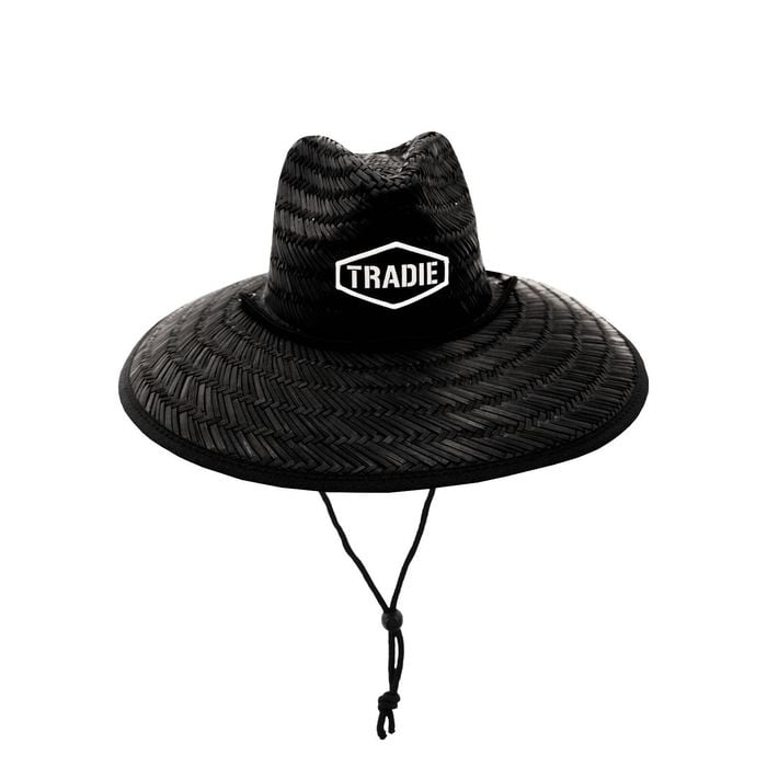 Tradie Black Straw Hat - One Size