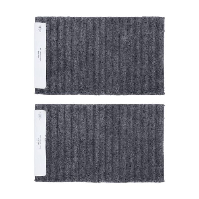 2PK Algodon Polyester Lawson Plush Bath Runner Mat Ebony