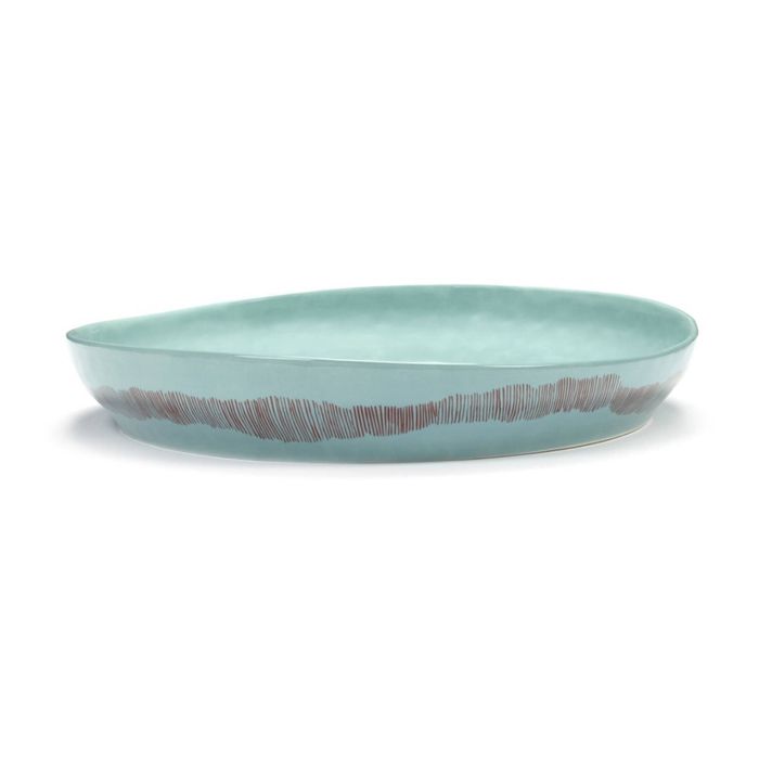 Serax Feast Ottolenghi Salad Bowl Azure w/ Red Stripes 36x6cm