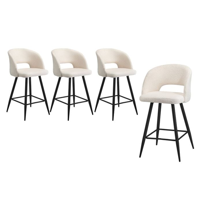 Oikiture 4x Bar Stools Boucle SURA